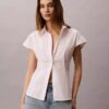 Camisa de manga corta con botones de popelín de algodón