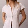 Camisa de manga corta con botones de popelín de algodón