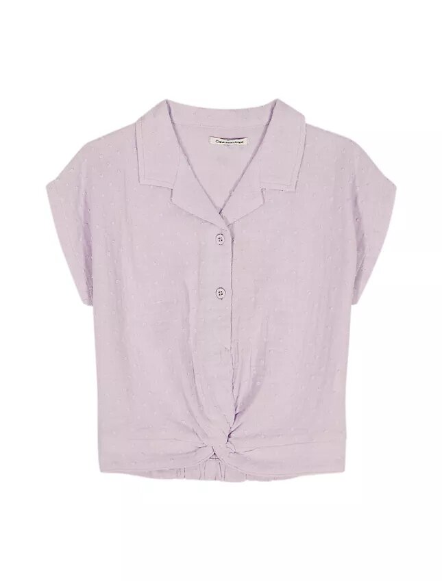 Camisa de niñas con botones y nudo Camisa de niñas con botones y nudo