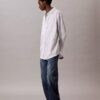 Camisa de popelín de algodón a rayas con botones