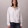 Camisa de popelín de algodón con corte recto y botones