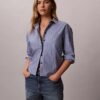 Camisa de popelín de algodón con corte recto y botones