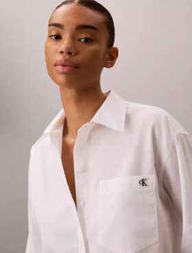Camisa de popelín de algodón con estampado jacquard del logotipo