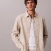 Camisa de popelín lavado a rayas con botones