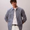 Camisa de popelín lavado a rayas con botones
