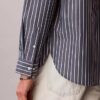 Camisa de popelín lavado a rayas con botones