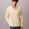 Camisa de popelín lavado con cuello de punta y corte holgado