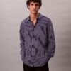 Camisa de rayas con botones, confeccionada en mezcla de viscosa y corte holgado