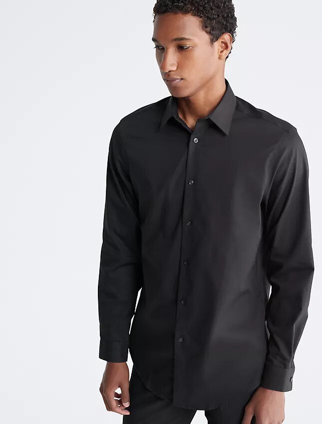 Camisa de vestir entallada de algodón con diseño en espiga Camisa de vestir entallada de algodón con diseño en espiga