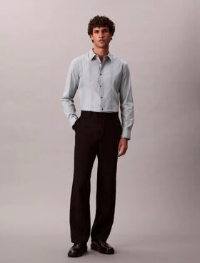 Camisa entallada elástica Supima con rayas teñidas en hilo