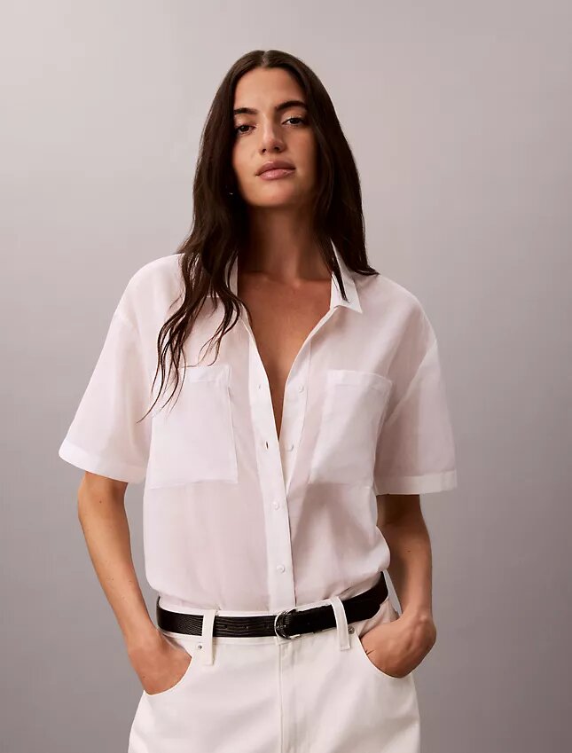 Camisa holgada abotonada de mezcla de algodón Camisa holgada abotonada de mezcla de algodón