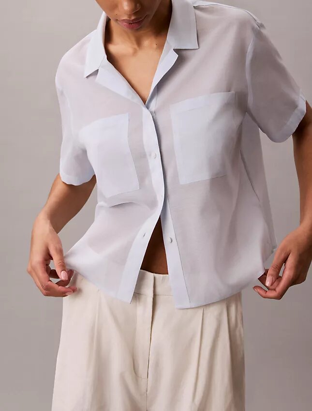 Camisa holgada abotonada de mezcla de algodón Camisa holgada abotonada de mezcla de algodón