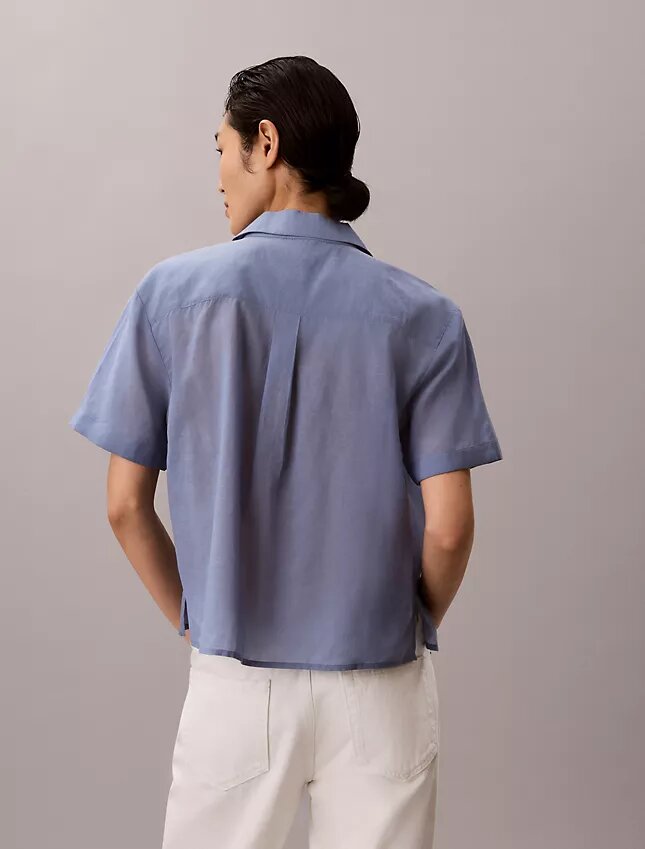 Camisa holgada abotonada de mezcla de algodón Camisa holgada abotonada de mezcla de algodón