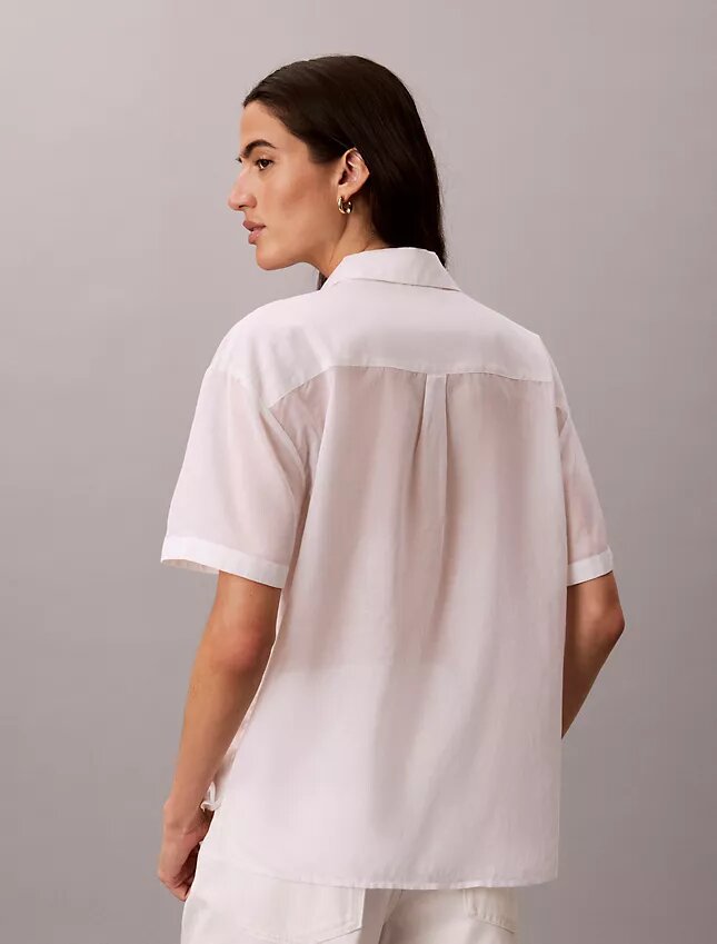 Camisa holgada abotonada de mezcla de algodón Camisa holgada abotonada de mezcla de algodón