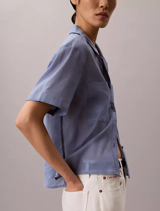 Camisa holgada abotonada de mezcla de algodón Camisa holgada abotonada de mezcla de algodón