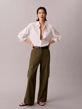 Camisa holgada con botones de mezcla de lino