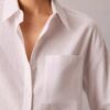 Camisa holgada con botones de mezcla de lino Camisa holgada con botones de mezcla de lino