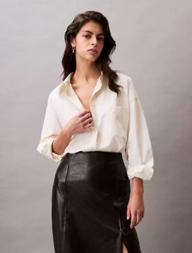 Camisa holgada con botones de mezcla de viscosa