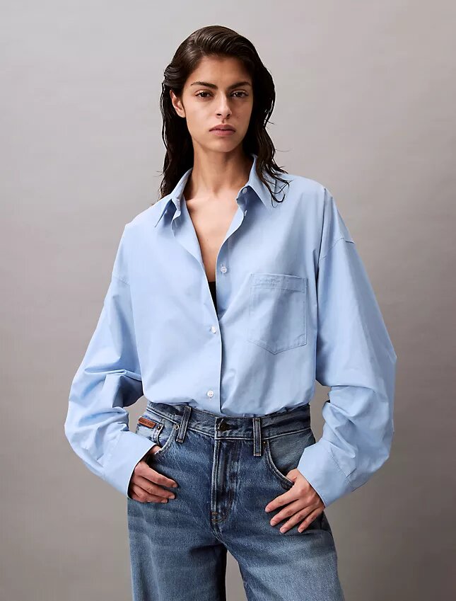 Camisa holgada con botones de mezcla de viscosa Camisa holgada con botones de mezcla de viscosa