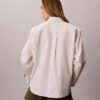 Camisa holgada con botones de popelín de algodón a rayas Camisa holgada con botones de popelín de algodón a rayas