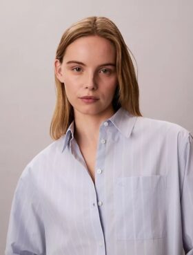 Camisa holgada de popelín de algodón con botones