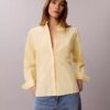 Camisa holgada de popelín de algodón con botones Camisa holgada de popelín de algodón con botones