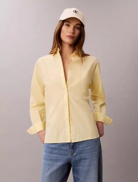 Camisa holgada de popelín de algodón con botones