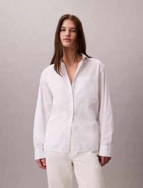 Camisa holgada de popelín de algodón con botones