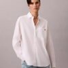 Camisa holgada de popelín de algodón con botones Camisa holgada de popelín de algodón con botones