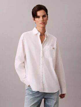 Camisa holgada de popelín de algodón con botones