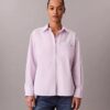 Camisa holgada de popelín de algodón con botones Camisa holgada de popelín de algodón con botones