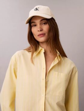 Camisa holgada de popelín de algodón con botones