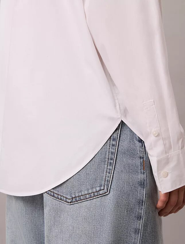 Camisa holgada de popelín de algodón con botones Camisa holgada de popelín de algodón con botones