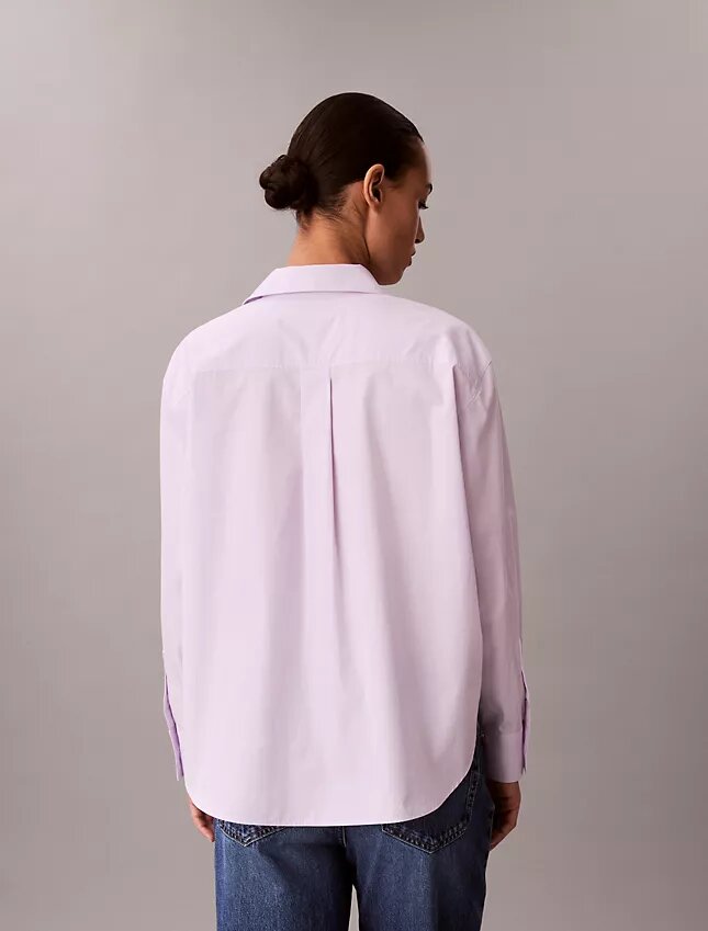 Camisa holgada de popelín de algodón con botones Camisa holgada de popelín de algodón con botones