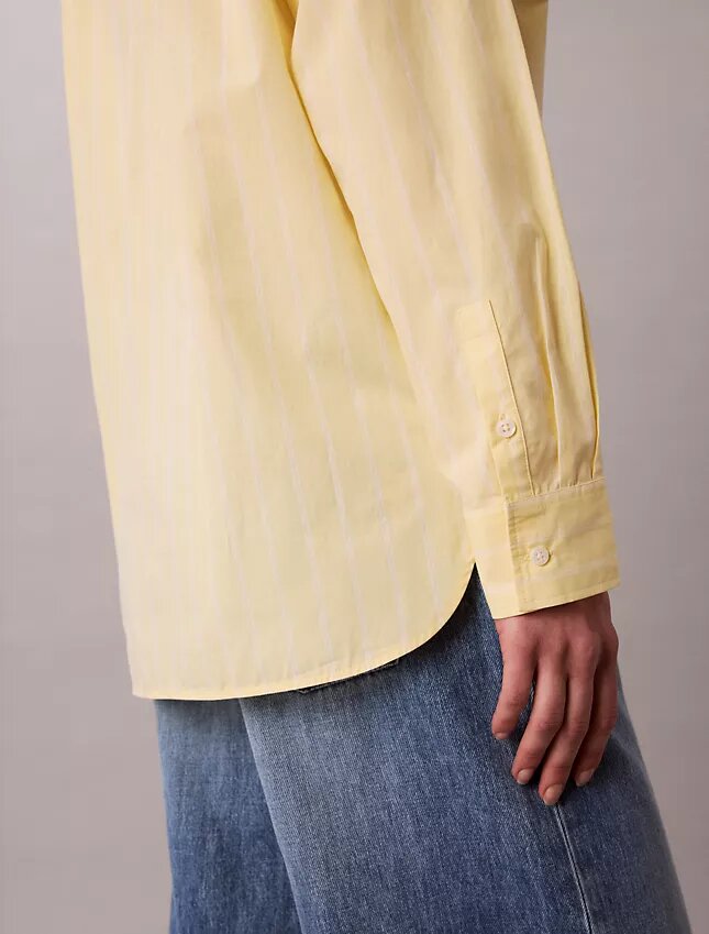 Camisa holgada de popelín de algodón con botones Camisa holgada de popelín de algodón con botones