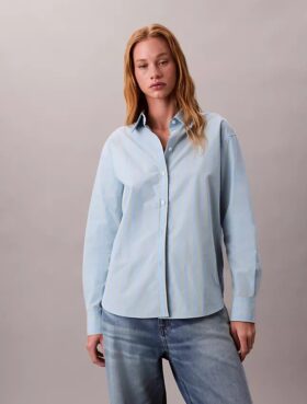 Camisa holgada de rayas de algodón con botones