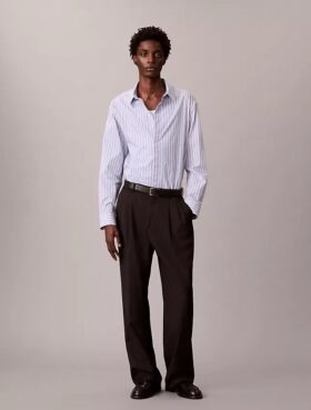 Camisa holgada de rayas de algodón con botones