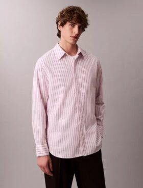 Camisa holgada de rayas de algodón con botones
