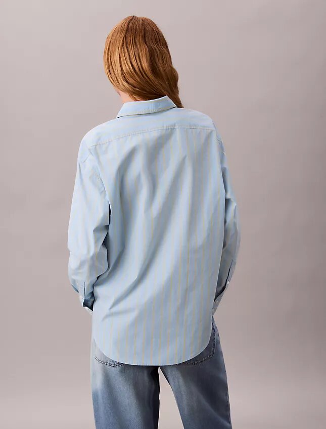 Camisa holgada de rayas de algodón con botones Camisa holgada de rayas de algodón con botones