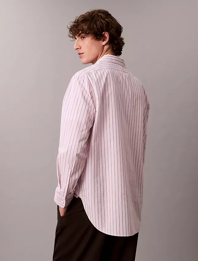 Camisa holgada de rayas de algodón con botones Camisa holgada de rayas de algodón con botones