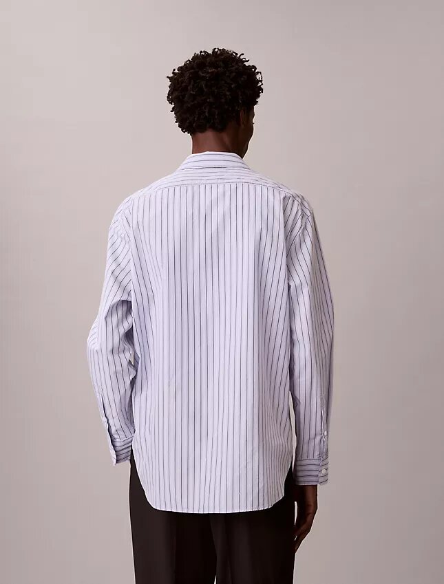 Camisa holgada de rayas de algodón con botones Camisa holgada de rayas de algodón con botones