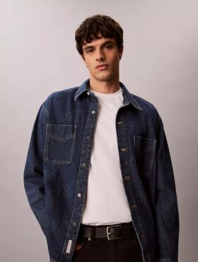 Camisa oversize de Denim con Monogram integral estilo años 90