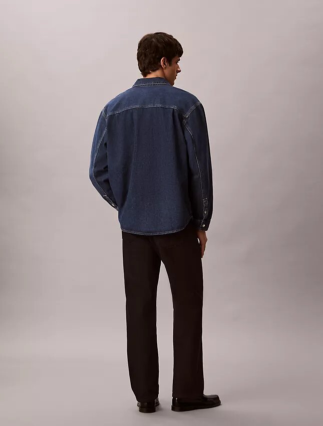 Camisa oversize de Denim con Monogram integral estilo años 90 Camisa oversize de Denim con Monogram integral estilo años 90