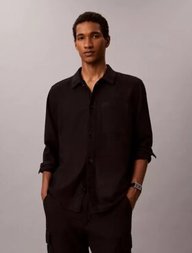 Camisa oversize de mezcla de lino