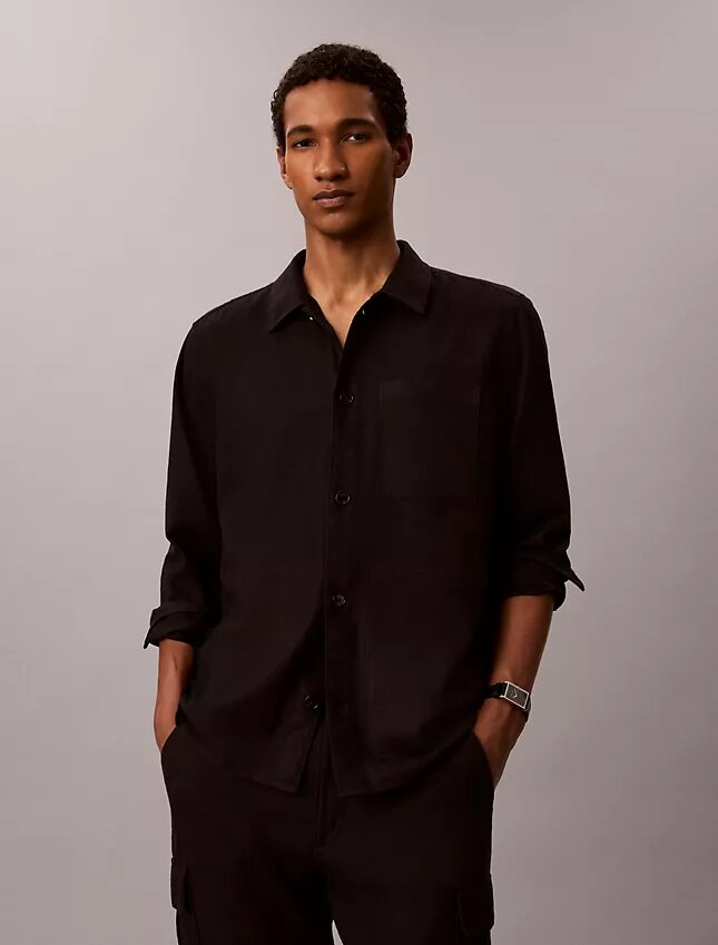 Camisa oversize de mezcla de lino Camisa oversize de mezcla de lino