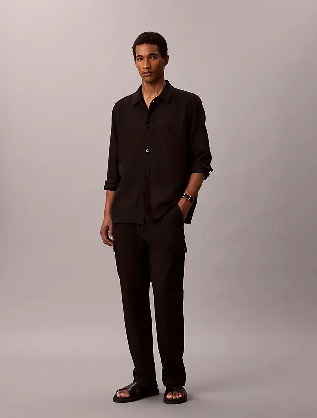 Camisa oversize de mezcla de lino Camisa oversize de mezcla de lino