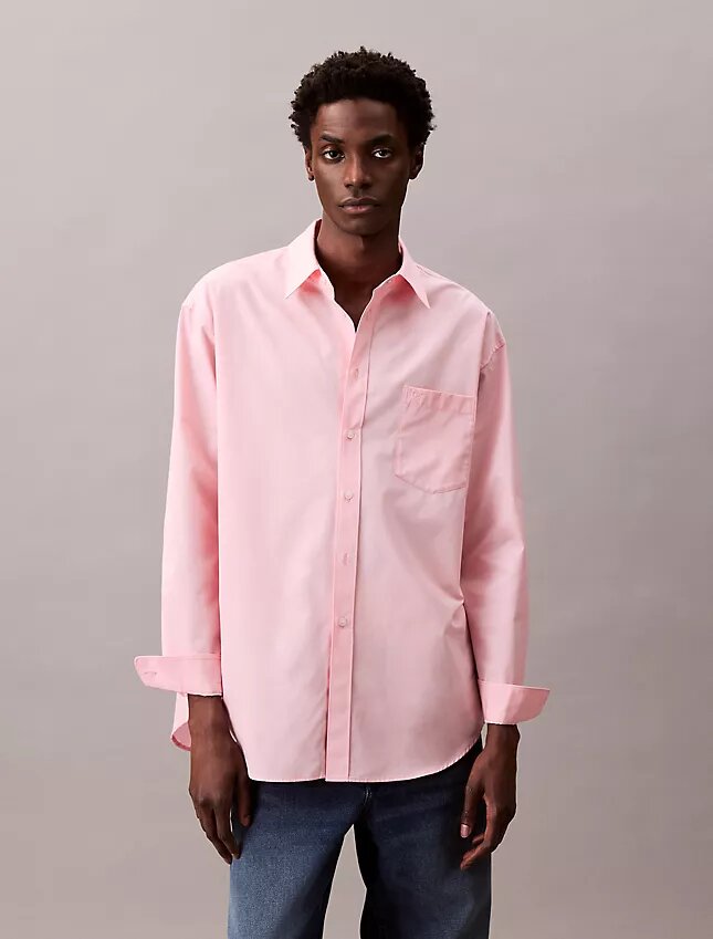 Camisa oversize de popelín de algodón con botones Camisa oversize de popelín de algodón con botones