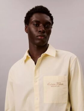 Camisa Oxford lavada con botones y gráfico del logotipo