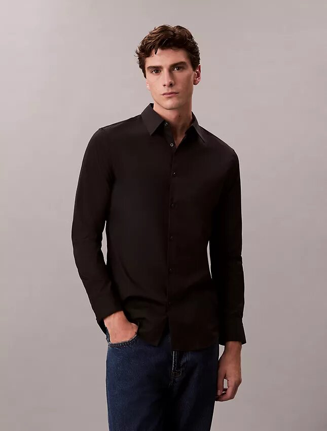 Camisa slim de algodón elástico Supima Camisa slim de algodón elástico Supima