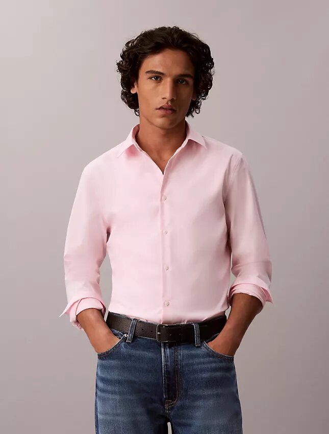 Camisa slim de algodón elástico Supima Camisa slim de algodón elástico Supima